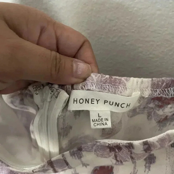 Honey Punch purple floral jumpsuit midi off shoulder size Large - Picture 5 of 5